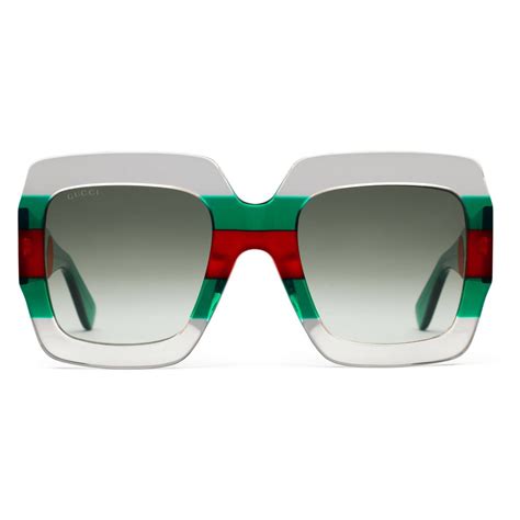 gucci square acetate sunglasses black green red